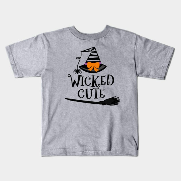 Wicked Cute, Halloween Witch Kids T-Shirt by FanSwagUnltd